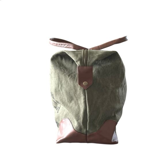 NEW RAJ Canvas Duffle Overnight Bag "Have and Have Yachts" Olive Green Military - Picture 5 of 8